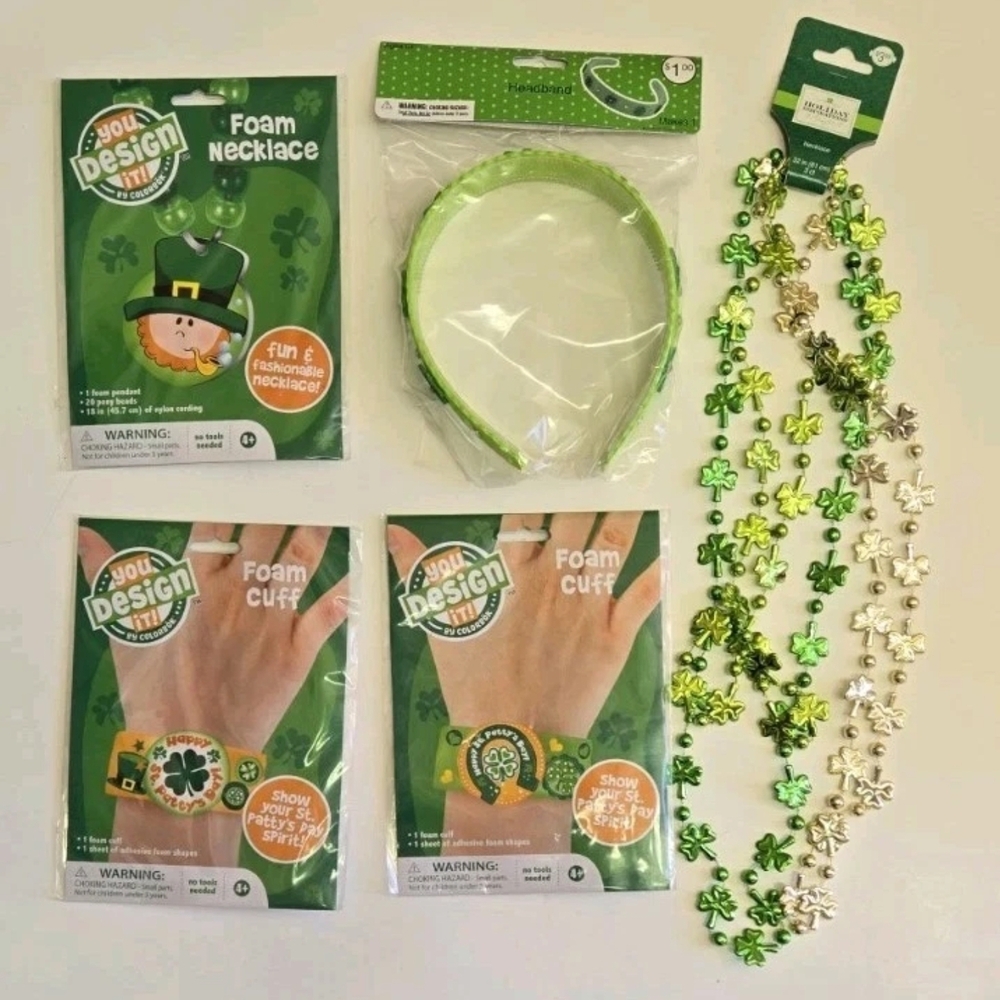 NEW Lot of St Patrick's Day Crafts, Necklaces & Headband